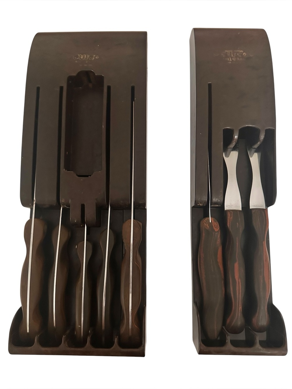 Vintage Cutco Knife Set with Wall Mount Holders Brown Swirl Thermo-Resin Handles
